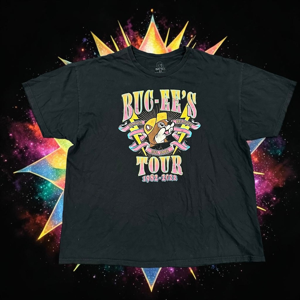 Buc-ee's Tour 1982-2022 Graphic T-Shirt Beaver Believer Black 2X Mens Unisex